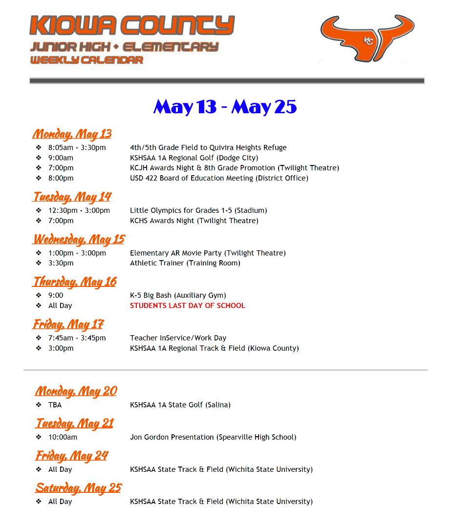 usd 422 weekly calendar school weekly calendar